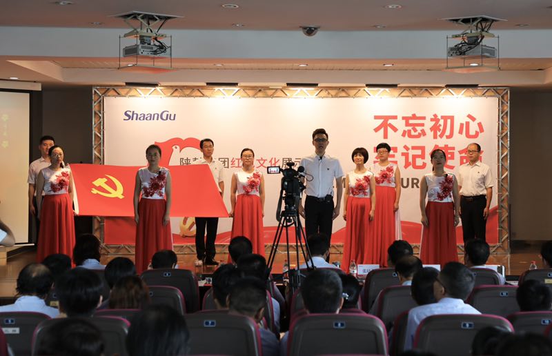 陜鼓戰(zhàn)略黨支部、投資證券黨支部聯(lián)合參賽隊(duì)表演主題朗誦《七月的天空》.jpg